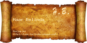 Haar Belinda névjegykártya
